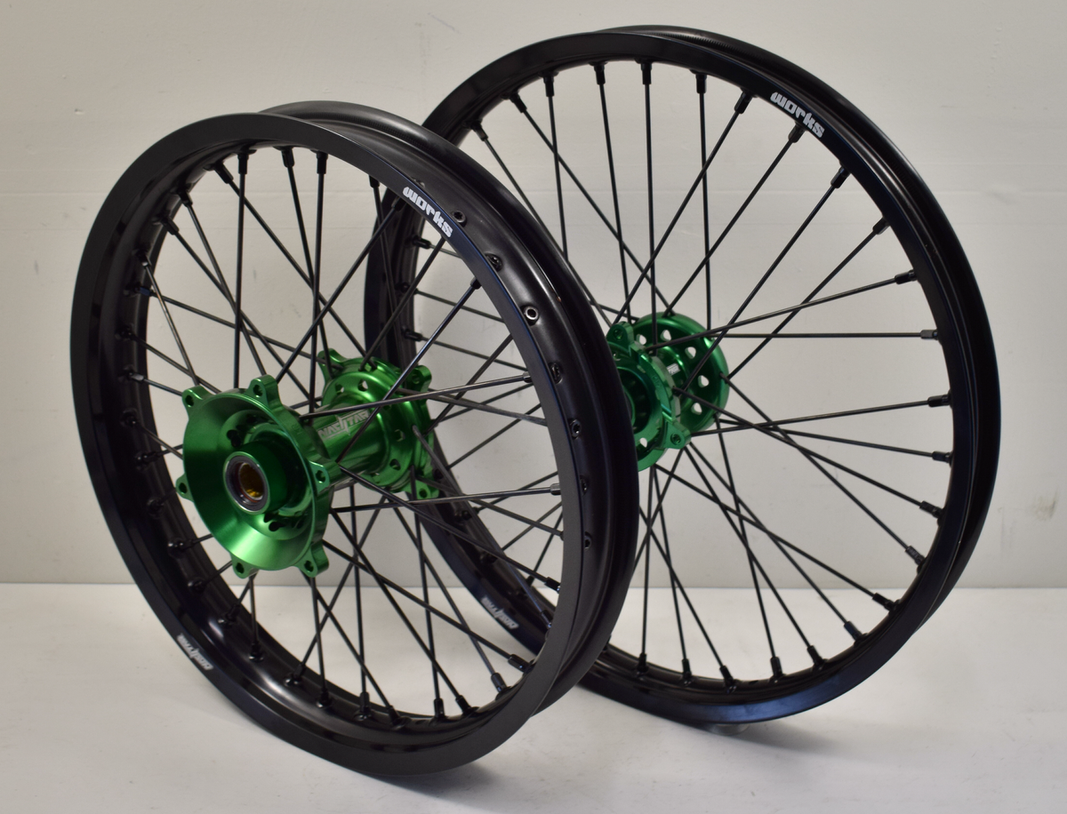 2006-2023 Kawasaki KX250F / KX450F Wheel Set Green/Black/Black - Black