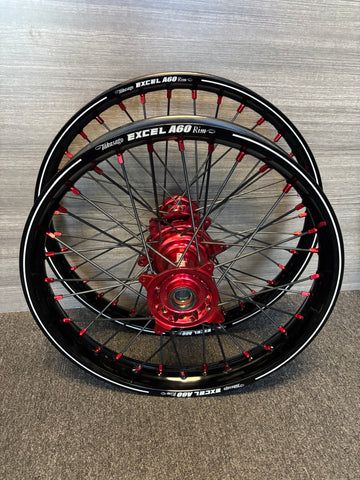 2014-2025 Honda CRF250 / CRF450 Custom Wheel Set - Red/Black - Excel A60 Rims