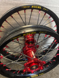 2021-2024 KTM/Husky/GasGas 85 Custom Wheel Set Red/Black - Black Spokes - Excel Rims