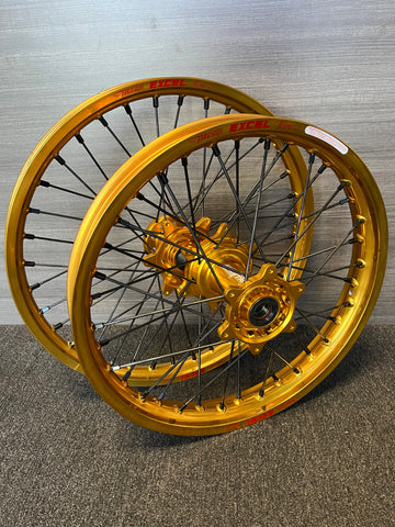 2014-2025 Yamaha YZ250F YZ450F Custom Wheel Set - Gold/Gold - Black Spokes - Excel Rims